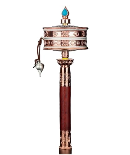 Gebetsmühle, buddhistisches Handgebetsrad, tibetisches Gebetsrad, handgehaltenes Sandelholz, Kupfer, natürlich, 29 cm Gebetsmühle, buddhistisches Handgebetsrad, tibetisches Gebetsrad, handgehaltenes Sandelholz, Kupfer, natürlich, 29 cm von MUZIT
