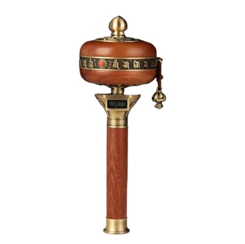 Gebetsmühle, buddhistisches Handgebetsrad aus Legierung und Holz, tibetisch-buddhistisches mit sechs Wörtern, Mantra, Mehrfarbig(Bronze) von MUZIT