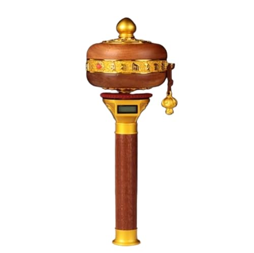 Gebetsmühle, buddhistisches Handgebetsrad aus Legierung und Holz, tibetisch-buddhistisches mit sechs Wörtern, Mantra, Mehrfarbig(Gold) von MUZIT