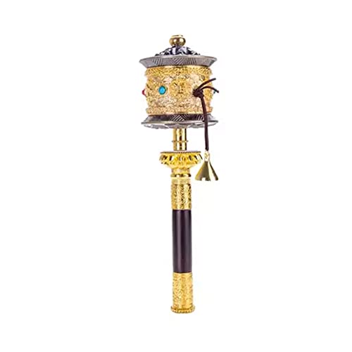 Gebetsrad, buddhistisches Handgebetrad, tibetisches mit Schriften aus Kupferlegierung und Birnbaumholz Gebetsrad, buddhistisches Handgebetrad, tibetisches mit Schriften aus Kupferlegierung und Birnbaumholz von MUZIT