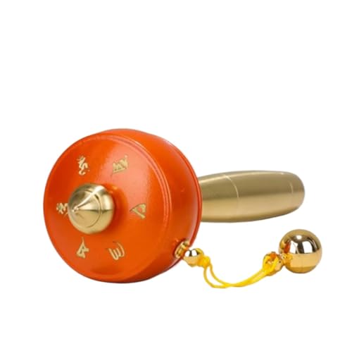 Gebetsrad, buddhistisches Handgebetsrad, tibetisch-buddhistisches aus Messing for Meditation und Yoga, Mehrfarbig(Orange) von MUZIT