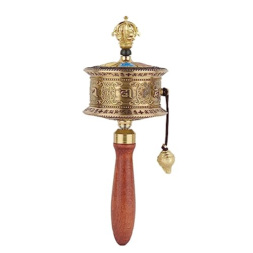 Gebetsrad, buddhistisches Handgebetsrad, tibetisches , Messing, handgehalten mit Schriftrolle, doppelte Lagerdrehung Gebetsrad, buddhistisches Handgebetsrad, tibetisches , Messing, handgehalten mit Schriftrolle, doppelte Lagerdrehung von MUZIT