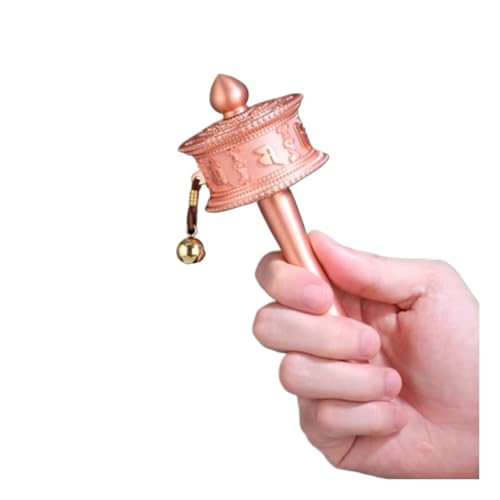 Gebetsrad, buddhistisches Handgebetsrad, tibetisches Kupfergebetsrad, handgehaltenes rotierendes Mantra zur Meditation(Brass,M) von MUZIT