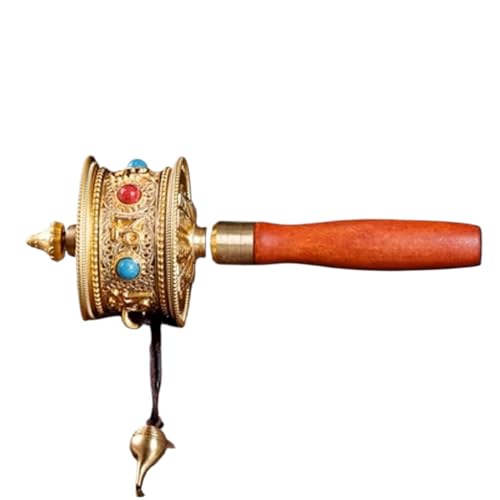 Gebetsrad, buddhistisches Handgebetsrad, tibetisches mit Gesangsrolle in Gold/Silber(Gold) von MUZIT