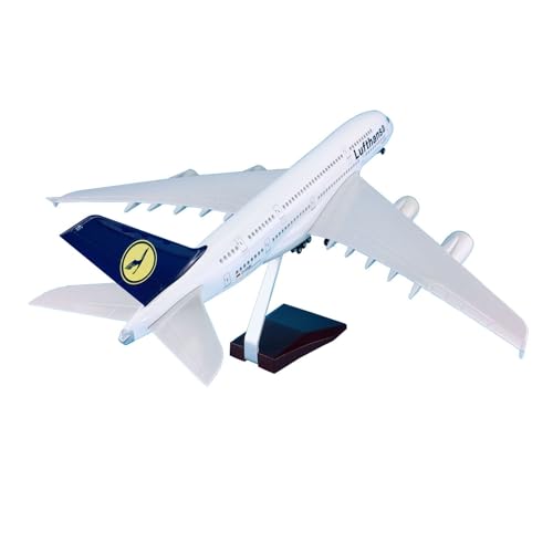 MUZIZY Flugzeugmodell kopieren 1:160 46 cm mit Rädern und LED-Leichtflugzeugen Airbus A380 für Lufthansa-Flugzeugmodell Exquisite Geschenkkollektion von MUZIZY