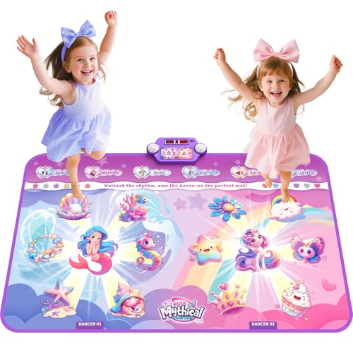 Neu Mermaid&Unicorn Dance Pad mit 2 Spielern für Kinder, leuchtende Tanzmatte mit Wireless Bluetooth von MUZREES