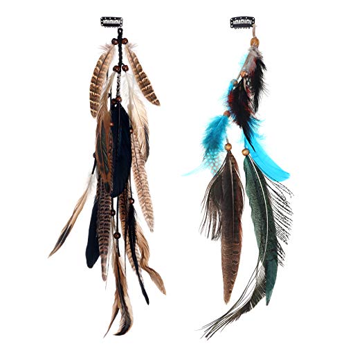 MWOOT 2 Stück Federn Haarextensions, Boho Federn Haarverlängerungen, Feder Haarschmuck für Faschingskostüm Karneval Halloween Verkleiden, Damen Cosplay Haardeko Zubehör, Feder Haarspangen MWOOT 2 Stück Federn Haarextensions, Boho Federn Haarverlängerungen, Feder Haarschmuck für Faschingskostüm Karneval Halloween Verkleiden, Damen Cosplay Haardeko Zubehör, Feder Haarspangen von MWOOT