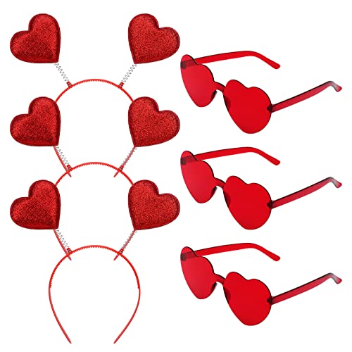 MWOOT 3 Sets Herz Haarreif Sonnenbrille für Valentinstag Braut JGA LGBTQ Pride Parades Deko Accessoires, Rot Herz Kostüm Zubehör für Geburtstag Hochzeit Junggesellinnenabschied Party Foto MWOOT 3 Sets Herz Haarreif Sonnenbrille für Valentinstag Braut JGA LGBTQ Pride Parades Deko Accessoires, Rot Herz Kostüm Zubehör für Geburtstag Hochzeit Junggesellinnenabschied Party Foto von MWOOT