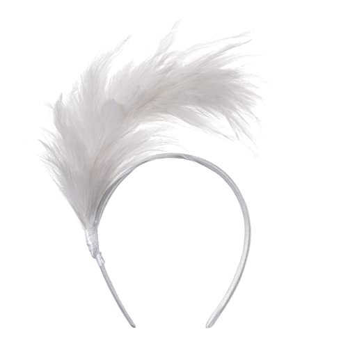 MWOOT Damen Feder Haarreif, Weiß Feder Haarschmuck, 1920er Motto Party Kostüm Feder Kopfschmuck Fascinator, Feder Haarteil Accessoire für Karneval Regenbogen Verkleidungsfest Faschingskostüm MWOOT Damen Feder Haarreif, Weiß Feder Haarschmuck, 1920er Motto Party Kostüm Feder Kopfschmuck Fascinator, Feder Haarteil Accessoire für Karneval Regenbogen Verkleidungsfest Faschingskostüm von MWOOT
