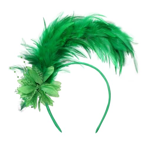 MWOOT Feder Haarschmuck Haarreif, 1920er Fascinator Kopfschmuck für Damen, Grün Feder 20er Jahre Stirnband mit Künstlichen Blumen für St. Patricks Day Karneval Cocktail Hochzeit Tee-Party Accessoires MWOOT Feder Haarschmuck Haarreif, 1920er Fascinator Kopfschmuck für Damen, Grün Feder 20er Jahre Stirnband mit Künstlichen Blumen für St. Patricks Day Karneval Cocktail Hochzeit Tee-Party Accessoires von MWOOT