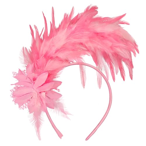 MWOOT Feder Haarschmuck Haarreif, 1920er Fascinator Kopfschmuck für Damen, Rosa Feder 20er Jahre Stirnband mit Künstlichen Blumen für Karneval Cocktail Hochzeit Tee-Party Accessoires MWOOT Feder Haarschmuck Haarreif, 1920er Fascinator Kopfschmuck für Damen, Rosa Feder 20er Jahre Stirnband mit Künstlichen Blumen für Karneval Cocktail Hochzeit Tee-Party Accessoires von MWOOT