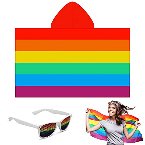 MWOOT Pride Fahne Brille, CSD Pride Outfit Accessoires Set for LGBT Pride Parade, Regenbogen Kostüme Flagge Brille for Gay Lesbian Pride Month LGBTQ+ Demo Deko von MWOOT