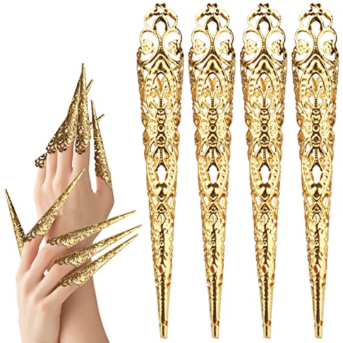 Mwoot 10 Stück Halloween Gefälschte Nägel Gold Fake Nail Antike Königin Kostüm Cosplay Finger-Nagelspitzen-Ringe Finger Nail Tip Claw Rings Fingernail Rings Claw Fingernagelklauenring für Damen Frauen Mwoot 10 Stück Halloween Gefälschte Nägel Gold Fake Nail Antike Königin Kostüm Cosplay Finger-Nagelspitzen-Ringe Finger Nail Tip Claw Rings Fingernail Rings Claw Fingernagelklauenring für Damen Frauen von MWOOT
