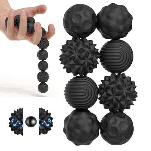 Magnetische Fidget Toys, 8 Stück Magnetkugeln Stressball Silikon Sensorik Spielzeug, Magnetische Anziehungskraft Stress Bälle mit Silikonhülle, Sensory Toy, Anti-Stress Fidget Toys für Angst (Schwarz) Magnetische Fidget Toys, 8 Stück Magnetkugeln Stressball Silikon Sensorik Spielzeug, Magnetische Anziehungskraft Stress Bälle mit Silikonhülle, Sensory Toy, Anti-Stress Fidget Toys für Angst (Schwarz) von MWRWRR