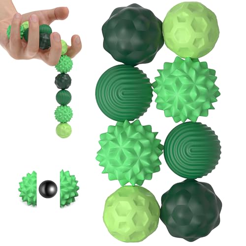 Magnetische Fidget Toys, 8 Stück Magnetkugeln Stressball Silikon Sensorik Spielzeug, Magnetische Anziehungskraft Stress Bälle mit Silikonhülle, Sensory Toy, Anti-Stress Fidget Toys für Angst (Grün) Magnetische Fidget Toys, 8 Stück Magnetkugeln Stressball Silikon Sensorik Spielzeug, Magnetische Anziehungskraft Stress Bälle mit Silikonhülle, Sensory Toy, Anti-Stress Fidget Toys für Angst (Grün) von MWRWRR