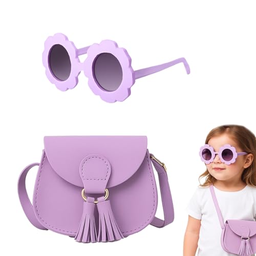 MXHBSTP 2-teiliges Mädchen-Handtaschen-Set, Mädchen-Handtaschen, niedliche Sachen für Mädchen mit Handtasche und Sonnenbrille, verstellbarer Riemen für Outdoor-Aktivitäten, Geburtstagsfeiern und von MXHBSTP
