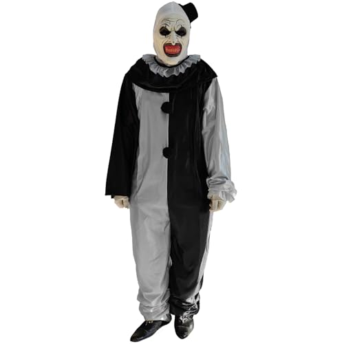 MXJFYY Clown Cosplay Kostüm, Terrifier Kostüm, Einteiler, Kunstclown Geeignet für Halloween, Karneval, Spielen, Realistische Maskerade, Kostüm Requisiten, Clown Anzug von MXJFYY