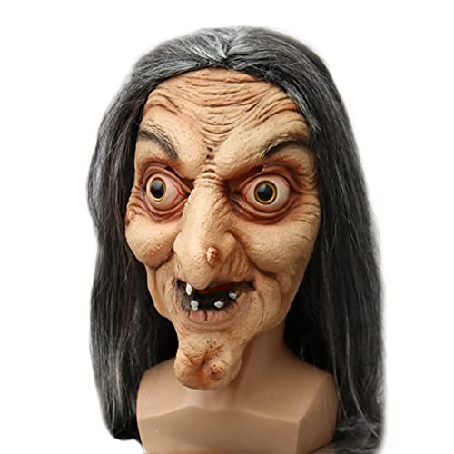 Halloween Gruselige Hexenmaske, Gruselige Alte Frau Hexe Maske mit Lange Haaren, Horror Realistische Hexen Maske für Halloween Karneval Party Kostüm Cosplay Kostüm Dekorationen Halloween Gruselige Hexenmaske, Gruselige Alte Frau Hexe Maske mit Lange Haaren, Horror Realistische Hexen Maske für Halloween Karneval Party Kostüm Cosplay Kostüm Dekorationen von MXJFYY