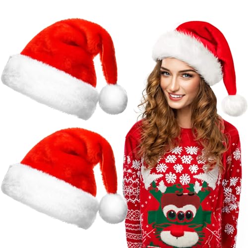 MXJFYY Weihnachtsmützen für Erwachsene, 2 Stück Weihnachtsmütze aus Samt für Herren Dame mit Soft Liner, Rote Weihnachtsmütze Perfekte Festliche Geschenke Zum Neuen Jahr, Zubehör (red-Adults) MXJFYY Weihnachtsmützen für Erwachsene, 2 Stück Weihnachtsmütze aus Samt für Herren Dame mit Soft Liner, Rote Weihnachtsmütze Perfekte Festliche Geschenke Zum Neuen Jahr, Zubehör (red-Adults) von MXJFYY
