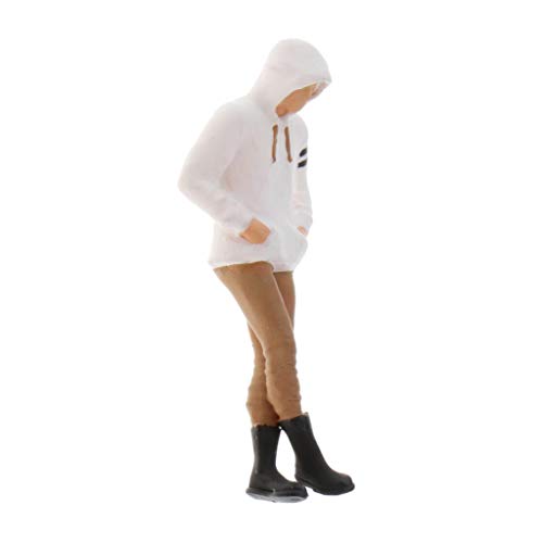 1/64 Miniatur Männer Figur Szene Charakter Straßenfigur Modell Weiß Hoodie, Typ 2 von MXRGUMVI