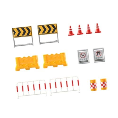 14-teiliges Miniatur-Verkehrsschilder, Mini-Straßensperren, Spielzeugset für Puppenhaus-Dekoration von MXRGUMVI