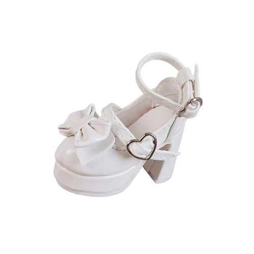 Damenschuhe im Maßstab 1/4 mit niedlicher Schleife, stabile realistische Herzschnalle, Miniatur-Weiß, 5 x 2,2 cm von MXRGUMVI