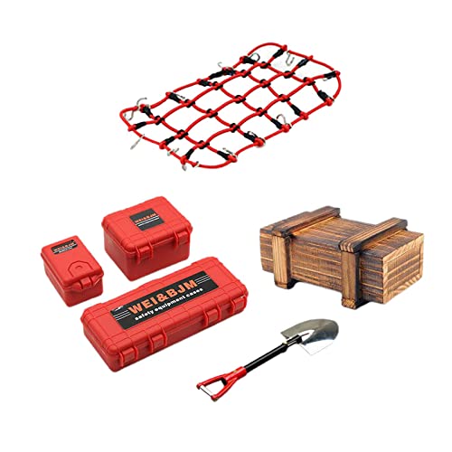 MXRGUMVI 1/10 RC Auto Crawler Dekoration Zubehör Werkzeug Koffer Kofferraum Schaufel Rot von MXRGUMVI