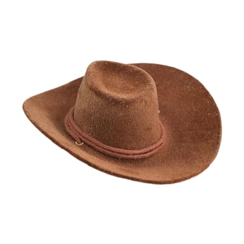 MXRGUMVI 1/6 Mini Cowboyhut beflockt Cowboyhut für 30,5 cm Sammelfigur Accs braun, Gesamtlänge 8,5 cm von MXRGUMVI