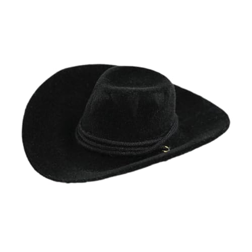 MXRGUMVI 1/6 Mini Cowboyhut beflockt Cowboyhut für 30,5 cm Sammelfigur Accs schwarz, Gesamtlänge 8,5 cm von MXRGUMVI