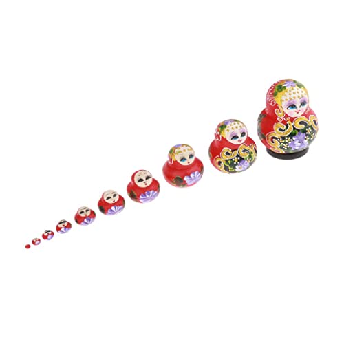 MXRGUMVI 10-teiliges russisches stapelbares Babuschka-Puppen-Set aus Holz, goldfarbenes Mädchen von MXRGUMVI