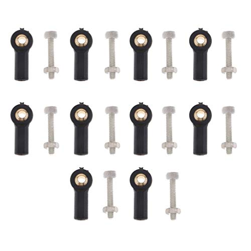 MXRGUMVI 10pcs M3 Metall Kugelkopf Halter Rod End Kugelgelenk für RC Auto Φ3xH6xL20mmxM3, Schwarz von MXRGUMVI