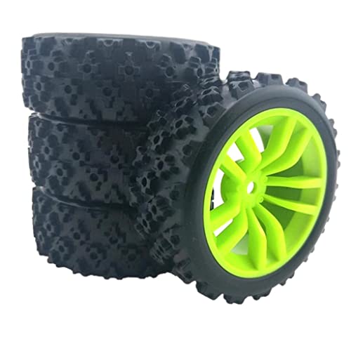 MXRGUMVI 4 Set RC Rad und Reifen für Wltoys 144001 1/10 1/14 1/16 1/18 DIY Accs Grün, 71 x 26 mm von MXRGUMVI
