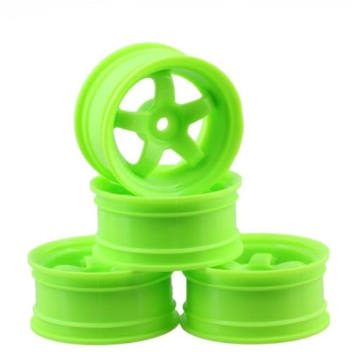 MXRGUMVI 4 Stück 52 mm elastische * RC Autoreifen, rutschfeste Felgen, Nabe, leichte Reifen, 1:10, LKW-Upgrade-Teile, Fünf-Sterne/Rot von MXRGUMVI