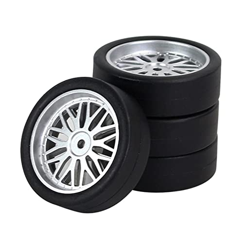 MXRGUMVI 4 Stück RC Drift Reifen Guter Grip für 1/18 RC Drift Rally Auto Zubehör Ersatzteile Silber, Silber, 3,2 cm von MXRGUMVI