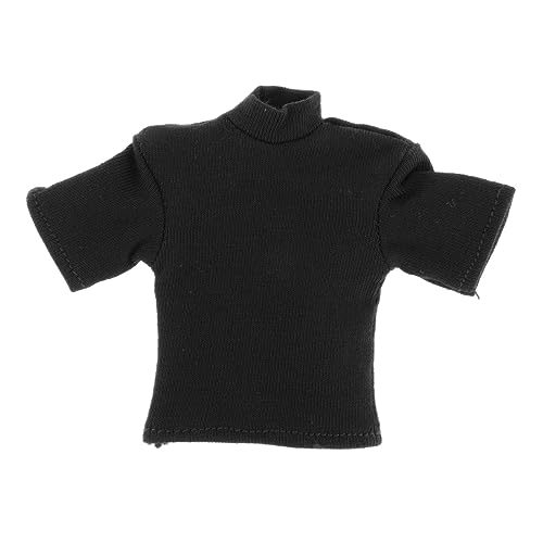 MXRGUMVI Fashion 1/12 T-Shirt Mini-Kleidung für 15,2 cm große männliche Actionfiguren, Puppenmodell, schwarz von MXRGUMVI