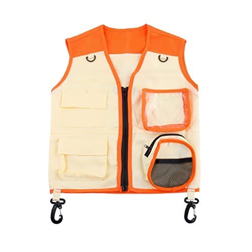 MXRGUMVI Insekten-Entdeckerweste für Kinder, für Outdoor, Camping, Angeln, Abenteuer, Kostüme, Schule, Party, Jungen, Mädchen, Anzug mit mehreren Taschen, Orange von MXRGUMVI