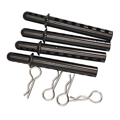 MXRGUMVI Karosseriepfostenhalterungen aus Legierung mit R-Clip-Pins für 1:10 1:8 RC Auto, Schwarz von MXRGUMVI