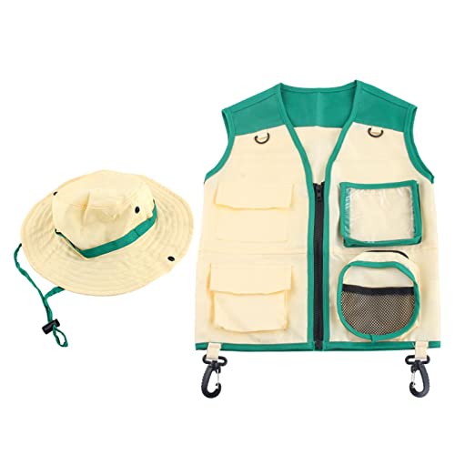 MXRGUMVI Kids Explorer Costume Kit Vest Hat Set Cosplay Costumes for Children Green von MXRGUMVI