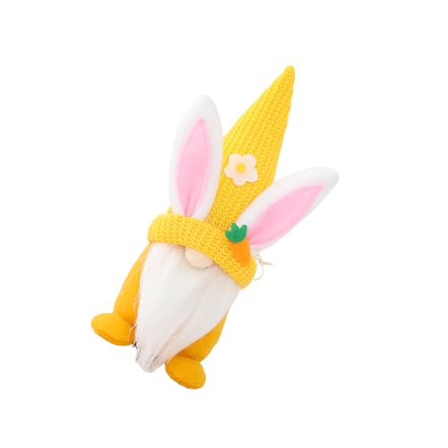 MXRGUMVI Oster-Dekorationen, Heimstrickpuppen, Frühlingsparty-Zubehör, Basteln, Festival, Ornament, Szene, Layout, Hasenohren, Zwerg, Puppe, Gelb von MXRGUMVI