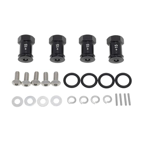 MXRGUMVI RC Radnabenadapter, Upgrade-Zubehör, 1/16 Aluminiumlegierung, Verbindungsbeschläge, Räder, Stecker, Auto-Spielzeug-Zubehör, Schwarz von MXRGUMVI