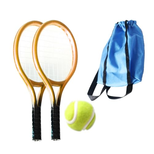 Mini-Tennisschläger- und Ball-Set, Basteln, Tortenaufsatz, 1:12, Miniatur-Tennis-Set, Gold, 9 x 4 cm von MXRGUMVI