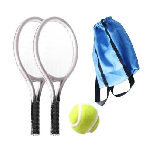 Mini-Tennisschläger und Ball-Set, Basteln, Tortenaufsatz, 1:12, Miniatur-Tennis-Set, Silber, 9 x 4 cm von MXRGUMVI