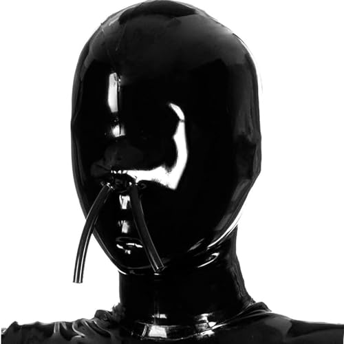 MXRYSQY Geschlossene Maske Mit Nasenschlauch Reißverschluss hinten Für Paare Halloween Party Maske Maskerade Maske Schwarz(Size:XXL) von MXRYSQY