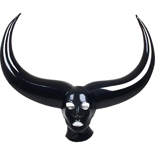MXRYSQY Halloween Masquerade Masks mit übertriebenem Hörnerkopfschmuck Augen und Mund freigelegt(Size:M) von MXRYSQY