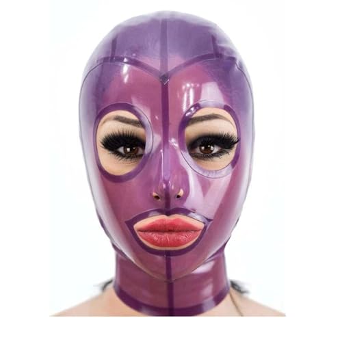 MXRYSQY Lila Latexhaube Kopfmaske Aus Gummi Reißverschluss hinten Naturlatex Maskieren Für Unisex Cosplay Clubbekleidung(Size:XS) von MXRYSQY