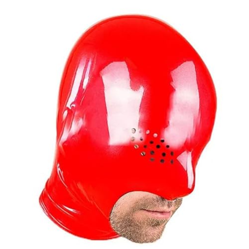 MXRYSQY Rote Latexmaske Kinn freigelegt und Netzösen mit Rückenreißverschluss für Paare Kleidung Cosplay Kostüm Clubwear(Size:S) von MXRYSQY