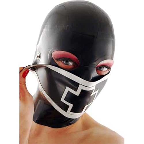 MXRYSQY Schwarz Full Face Cover Maske mit Reißverschluss Augen und Mund für Party Cosplay Mit abnehmbarer Maske(Size:M) von MXRYSQY