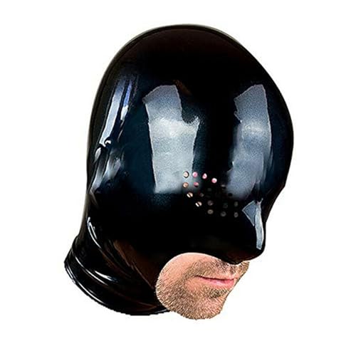 MXRYSQY Schwarz Latexmaske Kinn freigelegt und Netzösen mit Rückenreißverschluss für Paare Kleidung Cosplay Kostüm Clubwear(Size:L) von MXRYSQY