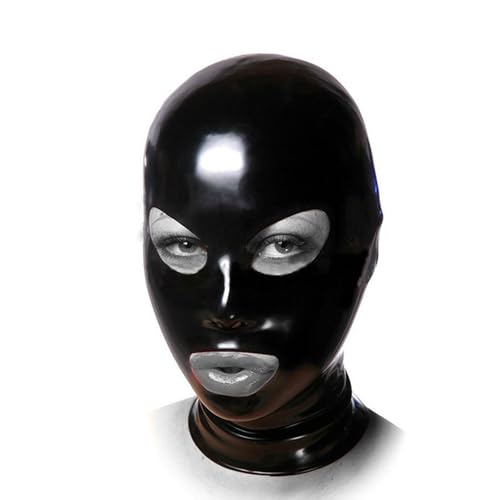 MXRYSQY Schwarz Latexmaske mit Reißverschluss Handgefertigt Lassen Für Männer Und Frauen Cosplaymasken Party Vereinskleidung(Size:M) von MXRYSQY
