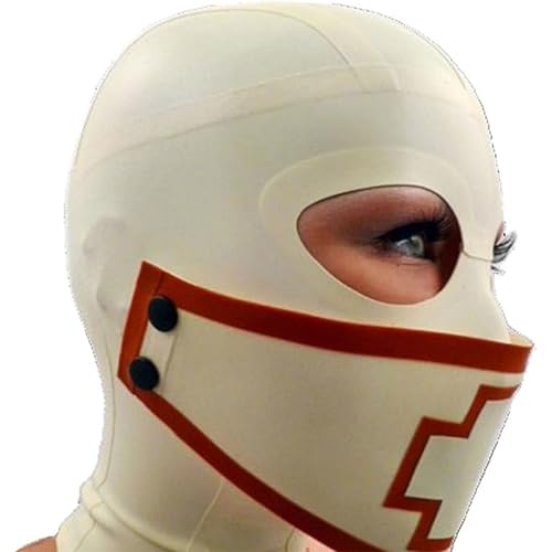 MXRYSQY Weiß Full Face Cover Maske mit Reißverschluss Augen und Mund für Party Cosplay Mit abnehmbarer Maske(Size:L) von MXRYSQY